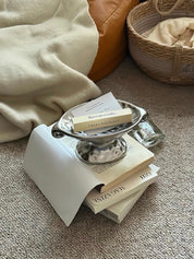 Retro Silver Footed Decorative Tray For Fruits Or Accessories -Candle Holders- Retro Silver Footed Tray - INSPECIAL HOME