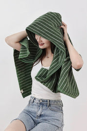 Retro Soft 100% Long - stapled Cotton Striped Bath Towel - Retro Striped Bath Towel-Green - INSPECIAL HOME