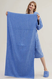 Retro Soft 100% Long - stapled Cotton Striped Bath Towel - Retro Striped Bath Towel-Blue - INSPECIAL HOME