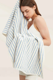 Retro Soft 100% Long - stapled Cotton Striped Bath Towel - Retro Striped Bath Towel-Green - INSPECIAL HOME