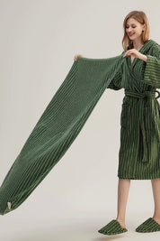 Retro Soft 100% Long - stapled Cotton Striped Bath Towel - Retro Striped Bath Towel-Green - INSPECIAL HOME