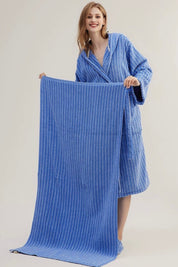 Retro Soft 100% Long - stapled Cotton Striped Bath Towel - Retro Striped Bath Towel-Green - INSPECIAL HOME