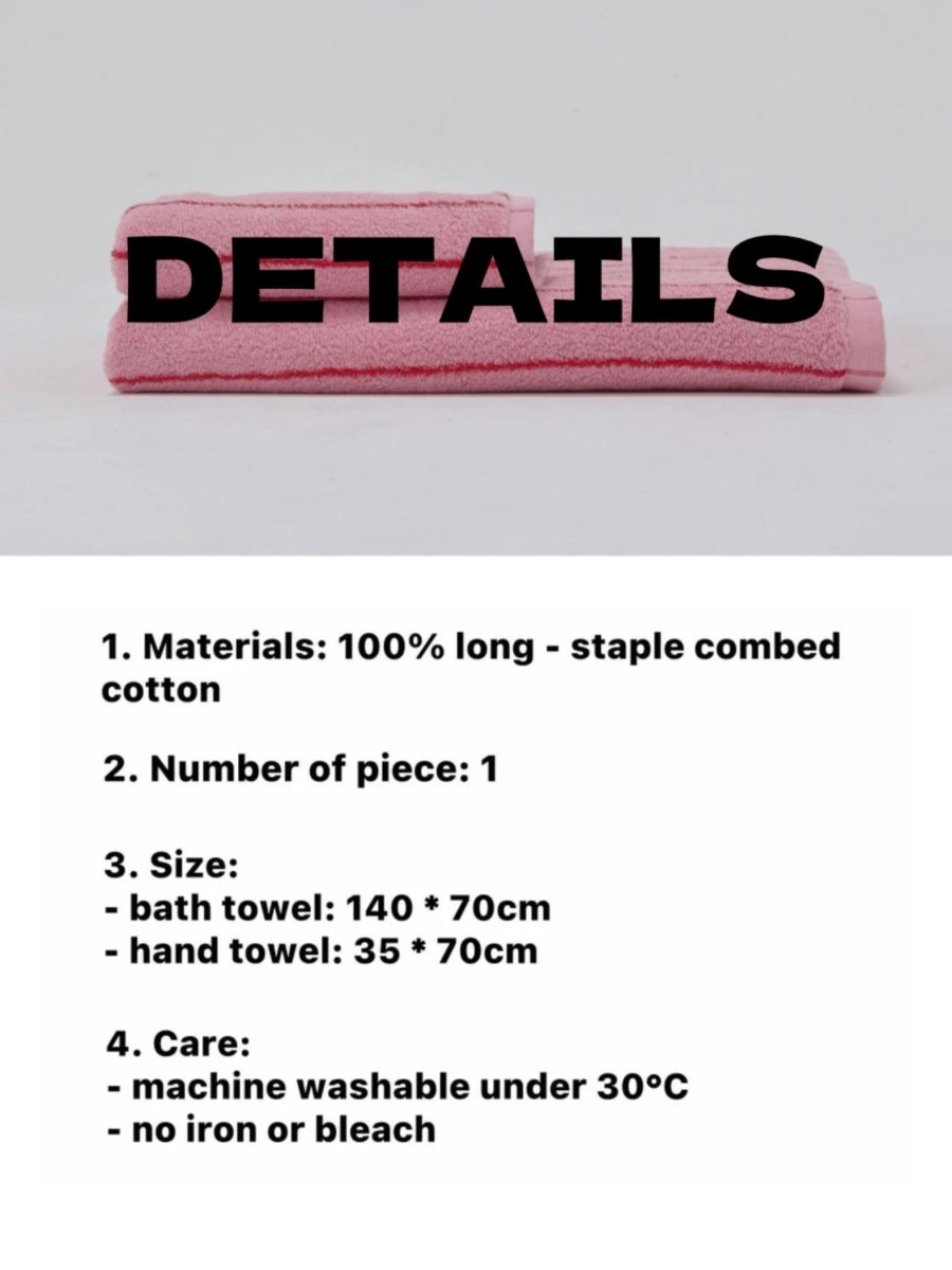 Retro Whimsical Pink Stripe Bath Towel — 100% Long - Staple Cotton, Soft, Plush & Absorbent - Retro Whimsy Pink Pin Stripe Towel - 75 *35cm - INSPECIAL HOME