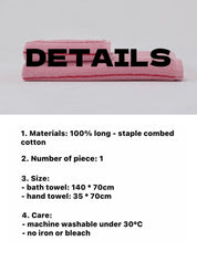 Retro Whimsical Pink Stripe Bath Towel — 100% Long - Staple Cotton, Soft, Plush & Absorbent - Retro Whimsy Pink Pin Stripe Towel - 75 *35cm - INSPECIAL HOME