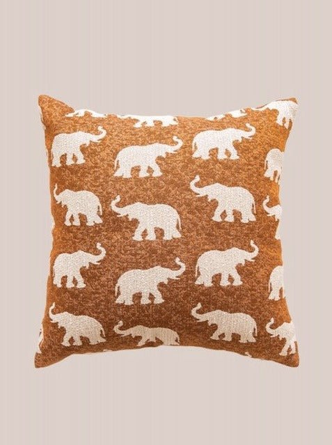 Safari Decorative Terracotta Throw Pillowcase, Earthy Tone Modern Fall Decors - Safari Decorative Throw Pillowcase - Elephant - INSPECIAL HOME