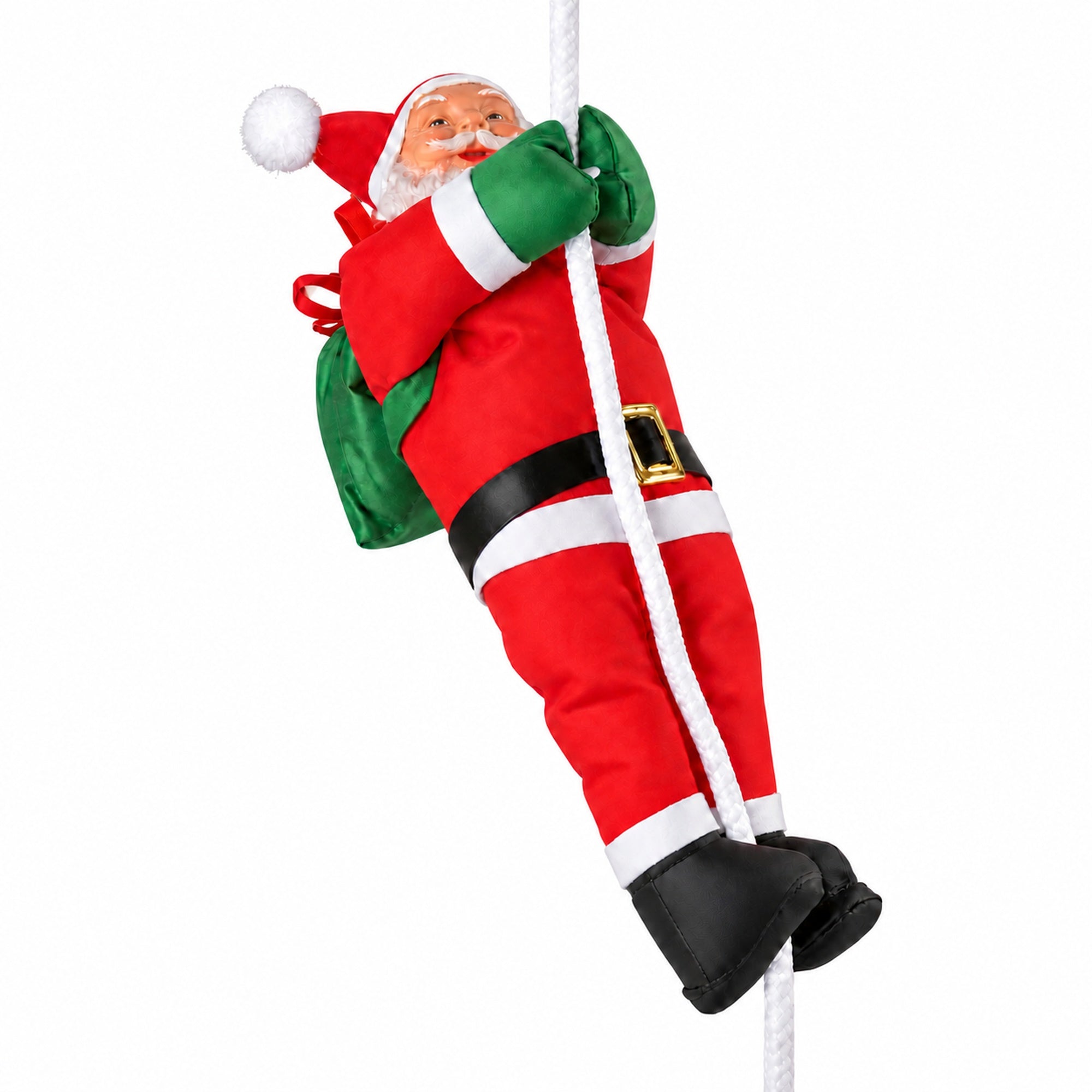 Jolly Santa Hanging Decoration, Playful Rope-Climbing Christmas Decor for Trees, Windows and Mantel Displays
