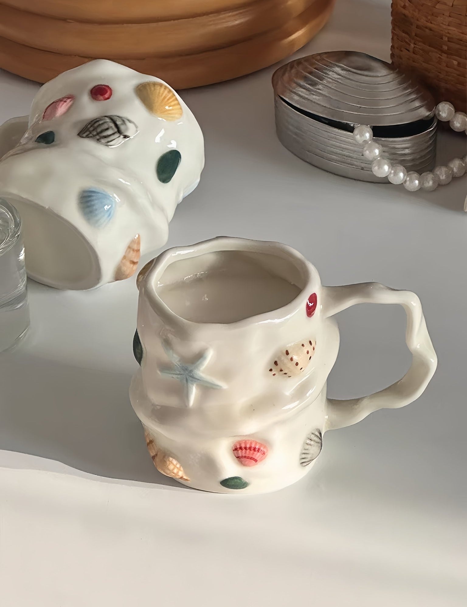 Seaside Treasures Ceramic Mug, Whimsical Coffee Tea Cup at Home or Work -Mugs- Seaside Treasures Ceramic Mug - INSPECIAL HOME