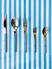 Set Of 10 Dopamine Stainless Steel Rivet Flatware, Contemporary Bistrot Style Cutlery - Flatware Sets - Dopamine Flatware Set - Pastel Blue - INSPECIAL HOME
