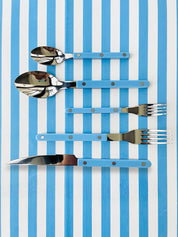 Set Of 10 Dopamine Stainless Steel Rivet Flatware, Contemporary Bistrot Style Cutlery - Flatware Sets - Dopamine Flatware Set - Pastel Blue - INSPECIAL HOME