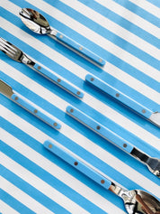 Set Of 10 Dopamine Stainless Steel Rivet Flatware, Contemporary Bistrot Style Cutlery - Flatware Sets - Dopamine Flatware Set - Pastel Blue - INSPECIAL HOME