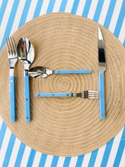 Set Of 10 Dopamine Stainless Steel Rivet Flatware, Contemporary Bistrot Style Cutlery - Flatware Sets - Dopamine Flatware Set - Pastel Blue - INSPECIAL HOME