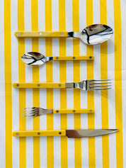 Set Of 10 Dopamine Stainless Steel Rivet Flatware, Contemporary Bistrot Style Cutlery - Flatware Sets - Dopamine Flatware Set - Pastel Blue - INSPECIAL HOME