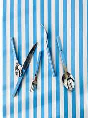 Set Of 10 Dopamine Stainless Steel Rivet Flatware, Contemporary Bistrot Style Cutlery - Flatware Sets - Dopamine Flatware Set - Pastel Blue - INSPECIAL HOME