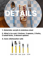 Set Of 10 Dopamine Stainless Steel Rivet Flatware, Contemporary Bistrot Style Cutlery - Flatware Sets - Dopamine Flatware Set - Yellow - INSPECIAL HOME