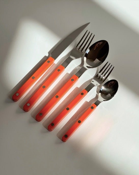 Set Of 10 Pcs French Dopamine Flatware - Bistrot Cutlery Silverware Set ( $3.99 Each ) - Set Of 10 Pcs French Dopamine Flatware-Orange - INSPECIAL HOME