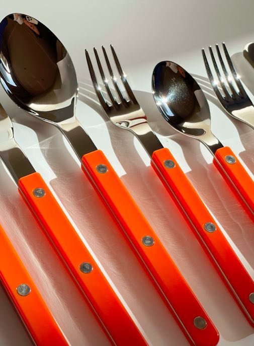 Set Of 10 Pcs French Dopamine Flatware - Bistrot Cutlery Silverware Set ( $3.99 Each ) - Set Of 10 Pcs French Dopamine Flatware-Orange - INSPECIAL HOME