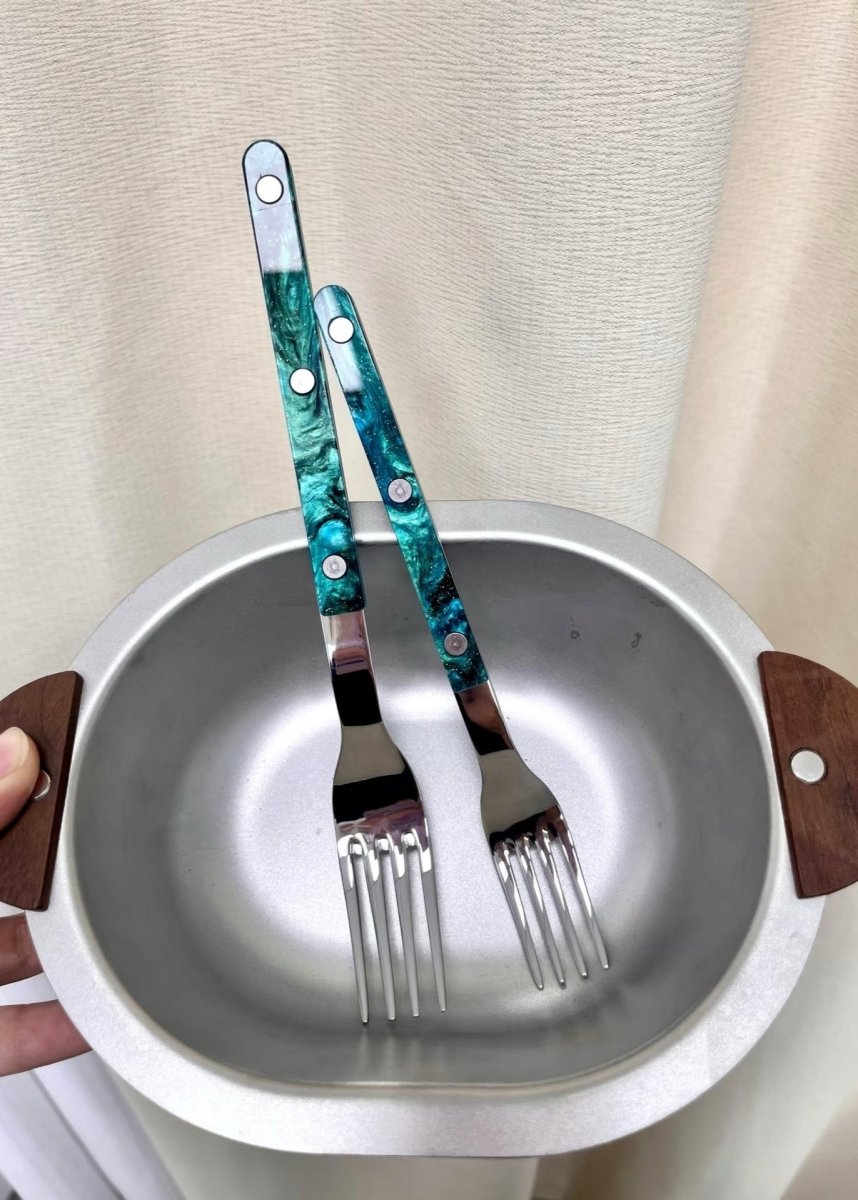 Set Of 10 Pcs Modern Elegant Terra Flatware - Bistrot Style Cutlery Silverware Set - Flatware Sets - Terra Flatware Set of 10 - The Great Barrier Reef - INSPECIAL HOME