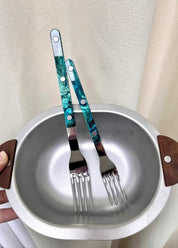 Set Of 10 Pcs Modern Elegant Terra Flatware - Bistrot Style Cutlery Silverware Set - Flatware Sets - Terra Flatware Set of 10 - The Great Barrier Reef - INSPECIAL HOME