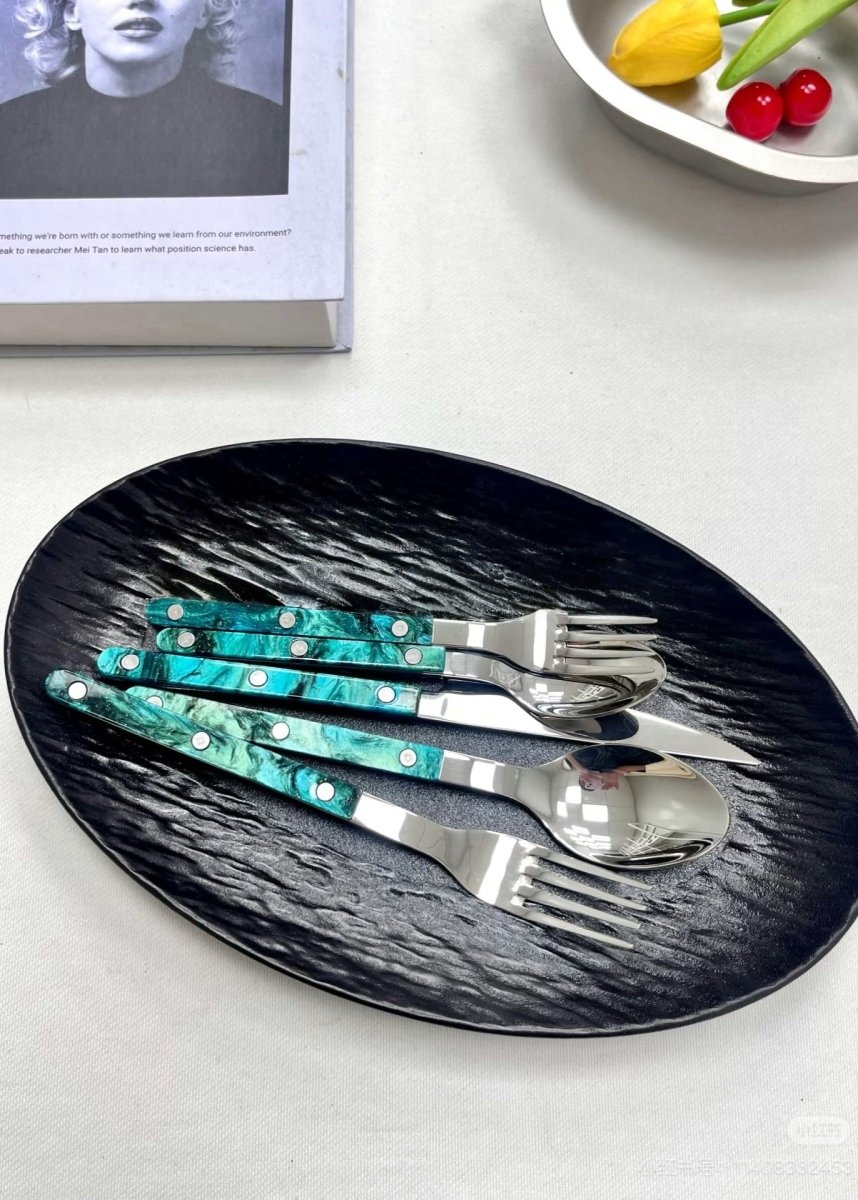 Set Of 10 Pcs Modern Elegant Terra Flatware - Bistrot Style Cutlery Silverware Set - Flatware Sets - Terra Flatware Set of 10 - The Great Barrier Reef - INSPECIAL HOME