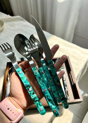 Set Of 10 Pcs Modern Elegant Terra Flatware - Bistrot Style Cutlery Silverware Set - Flatware Sets - Terra Flatware Set of 10 - The Great Barrier Reef - INSPECIAL HOME