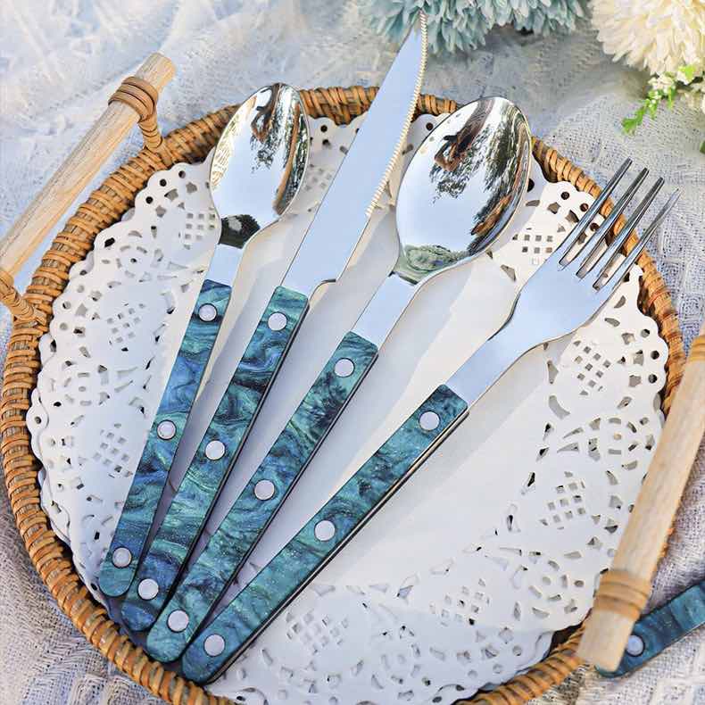 Set Of 10 Pcs Modern French Flatware - Bistrot Cutlery Silverware Set ( $4.9 Each ) - Set Of 10 Pcs Modern French Flatware-Great Barrier Reef - INSPECIAL HOME