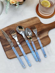 Set Of 10 Pcs Modern Nebula Cutlery, Bistrot Style Rivet Flatware Set - Flatware Sets - Nebula Cutlery Set Of 10 Pcs - Glacier - INSPECIAL HOME