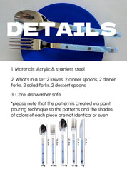 Set Of 10 Pcs Modern Nebula Cutlery, Bistrot Style Rivet Flatware Set - Flatware Sets - Nebula Cutlery Set Of 10 Pcs-Sand Dune - INSPECIAL HOME