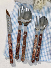 Set Of 10 Pcs Modern Nebula Cutlery, Bistrot Style Rivet Flatware Set - Flatware Sets - Nebula Cutlery Set Of 10 Pcs-Sand Dune - INSPECIAL HOME