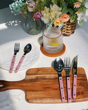 Set of 10 Sleek Modern Pinky Elegant Salt Lake Flatware Cutlery Silverware Set - Flatware Sets - 10 - Pcs Sleek Modern Pinky Flatware Set - INSPECIAL HOME