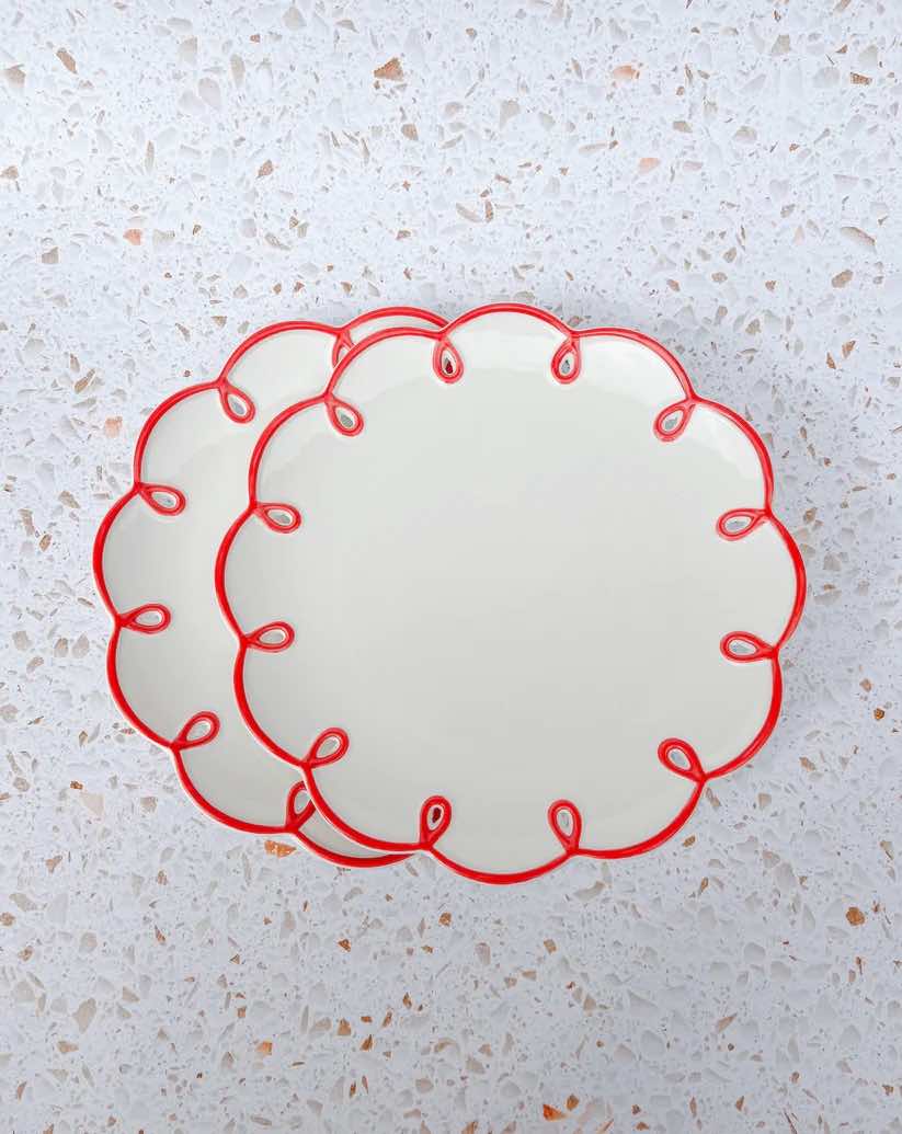 Set of 2 Cloud Ceramic Dinner Plates - Cute Whimsical Eclectic Dinnerware Set - Set of 2 Cloud Ceramic Dinner Plates - INSPECIAL HOME