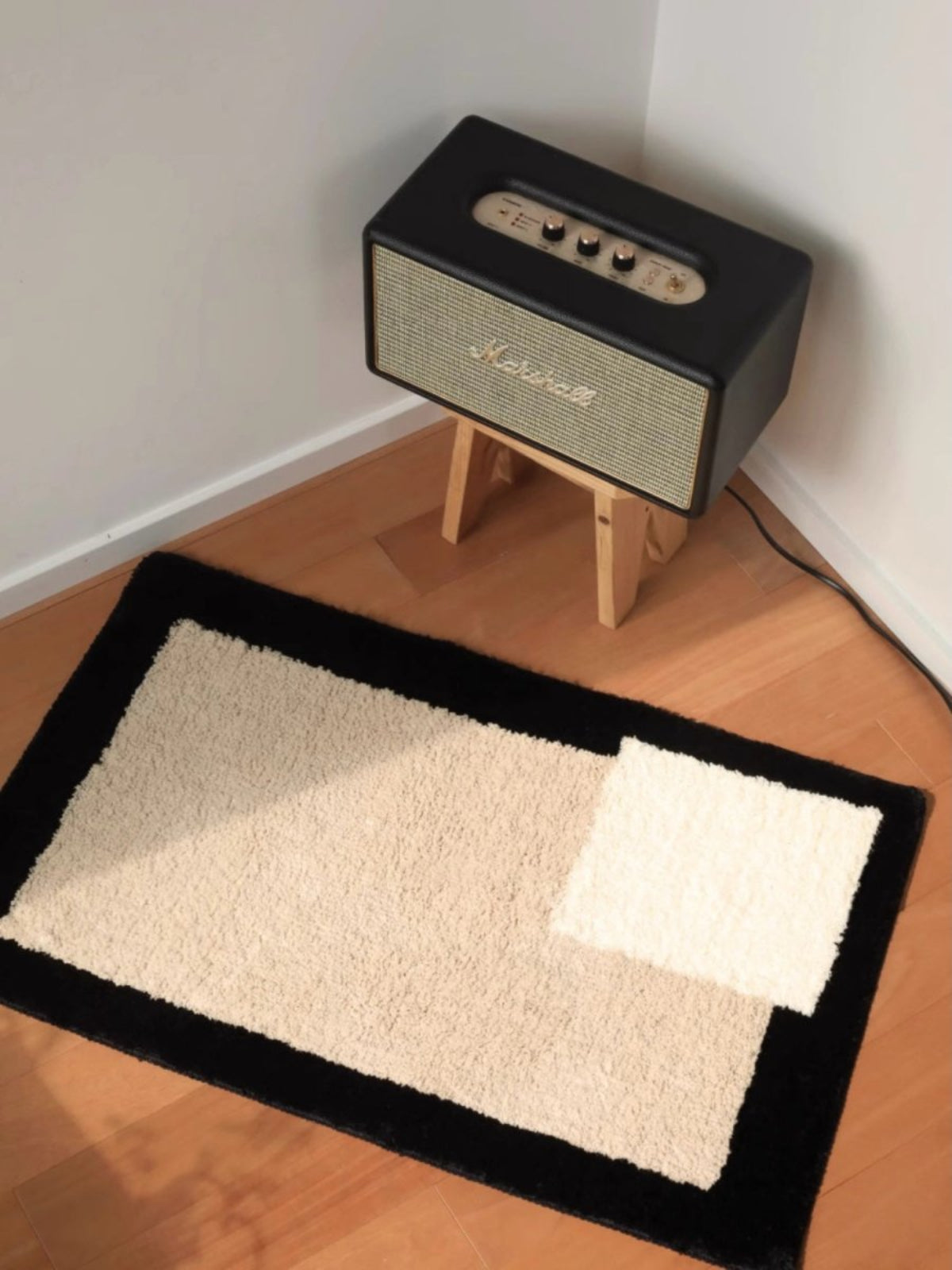 Soft Contemporary Abstract Geometric Bath Rug, Absorbent, Anti - slippery Mat - Abstract Geometric Bath Rug - Blue & Brown - INSPECIAL HOME