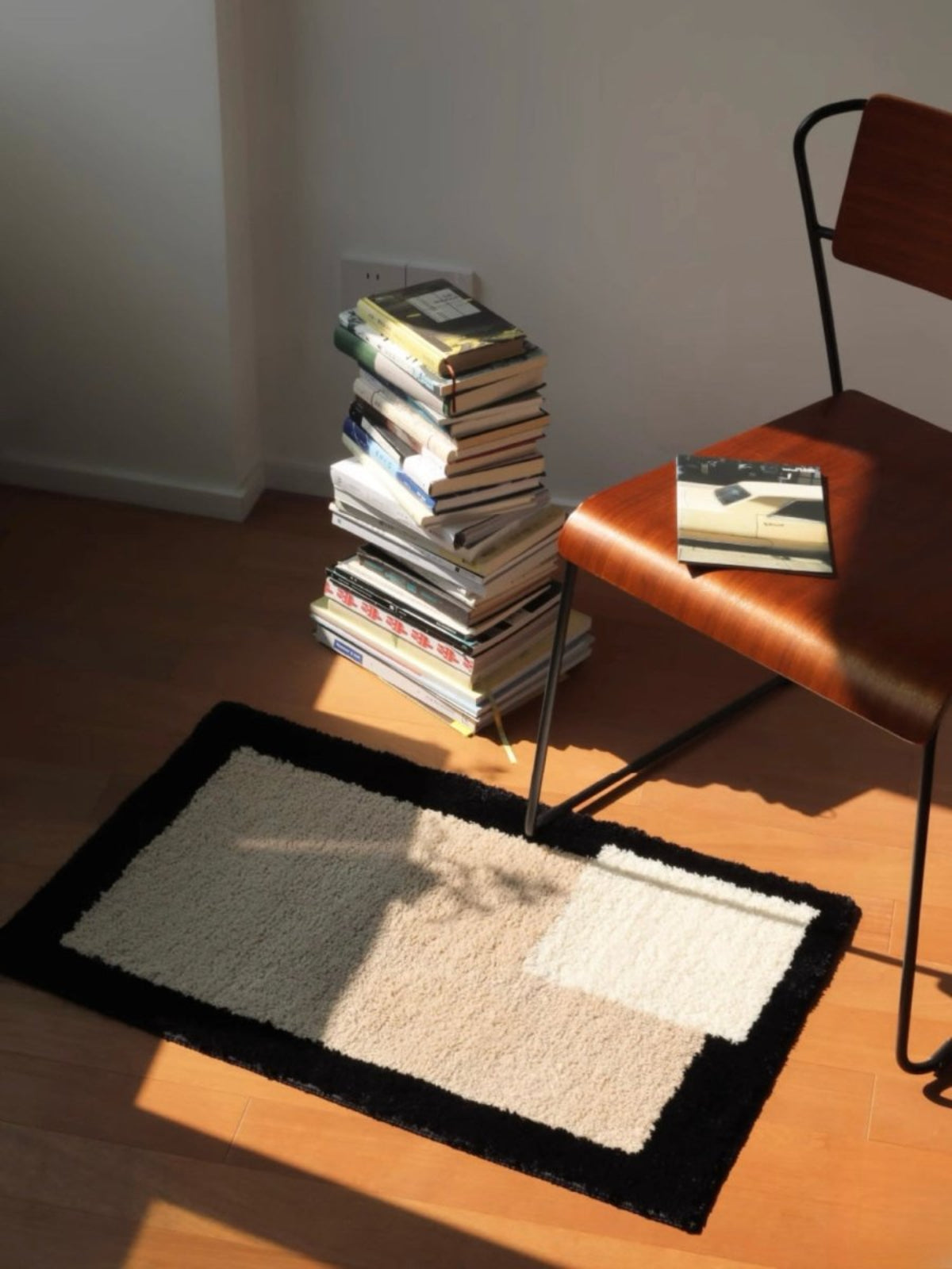 Soft Contemporary Abstract Geometric Bath Rug, Absorbent, Anti - slippery Mat - Abstract Geometric Bath Rug - Blue & Brown - INSPECIAL HOME