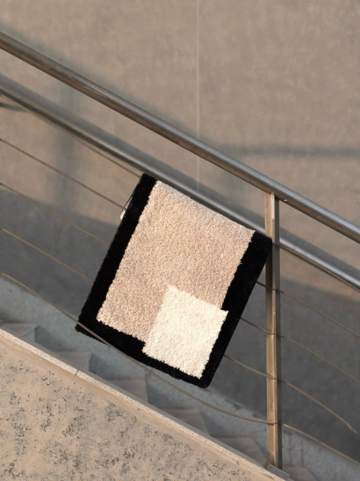 Soft Contemporary Abstract Geometric Bath Rug, Absorbent, Anti - slippery Mat - Abstract Geometric Bath Rug - Blue & Brown - INSPECIAL HOME