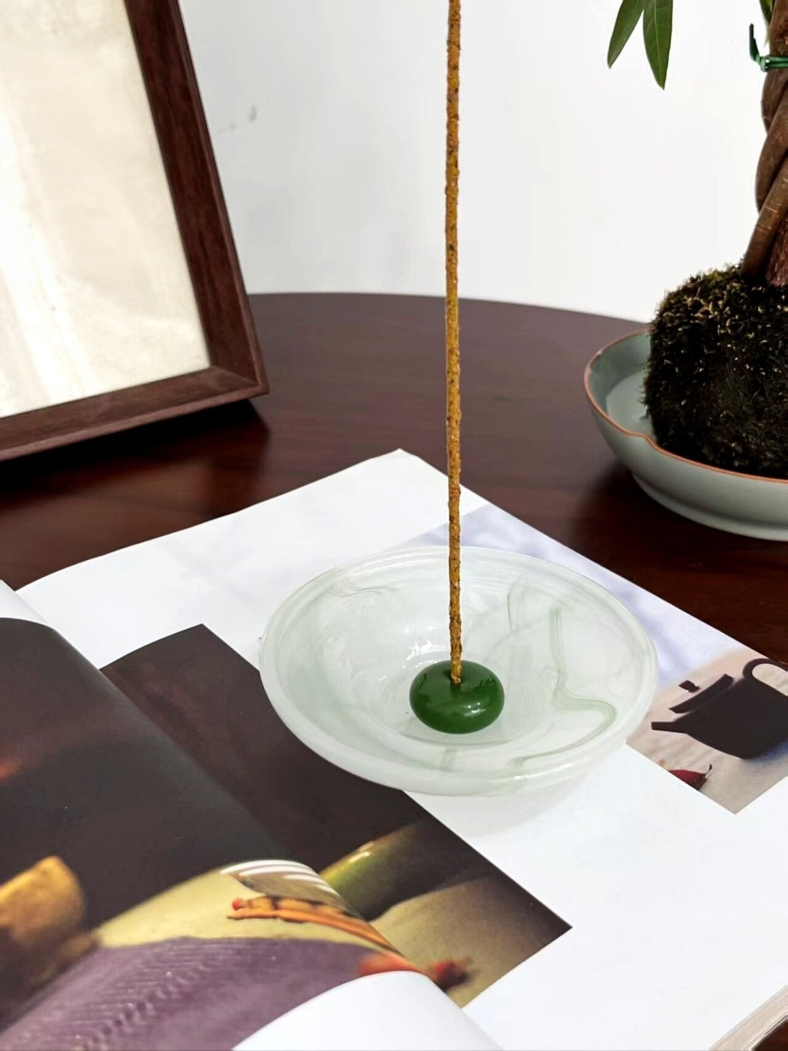 Still Pond Incense Stick Holder Burner with Ash Catcher, Zen Accent Decor for Hygge Living -Candle Holders- Still Pond Incense Stick Holder-Jade Ripple - INSPECIAL HOME