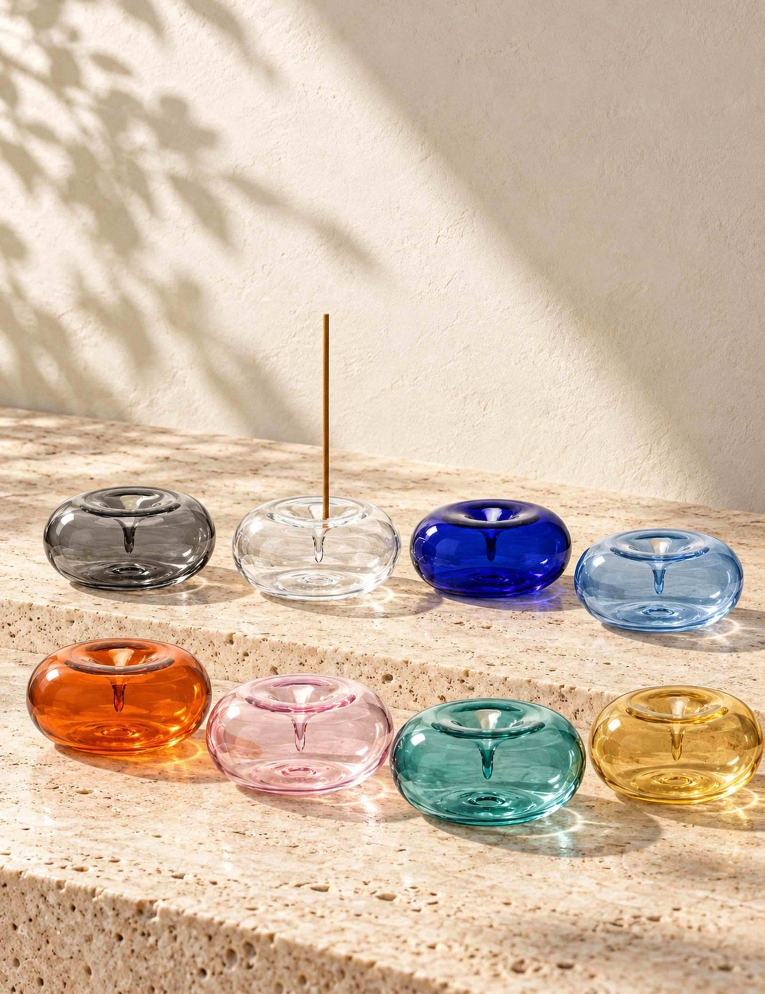Stillwater Colorful Glass Incense Holder, Dopamine Whimsical Decorative Glass Accent Shelves Decor for Modern Home & Bedroom -Incense Holder- Stillwater Colorful Glass Incense Holder-Cobolt Blue - INSPECIAL HOME