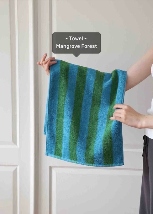 Ultra Soft Absorbent Retro Stripe Bath Towel - 100% Organic Premium Combed Cotton - Retro Stripe Towel - Mangrove - INSPECIAL HOME