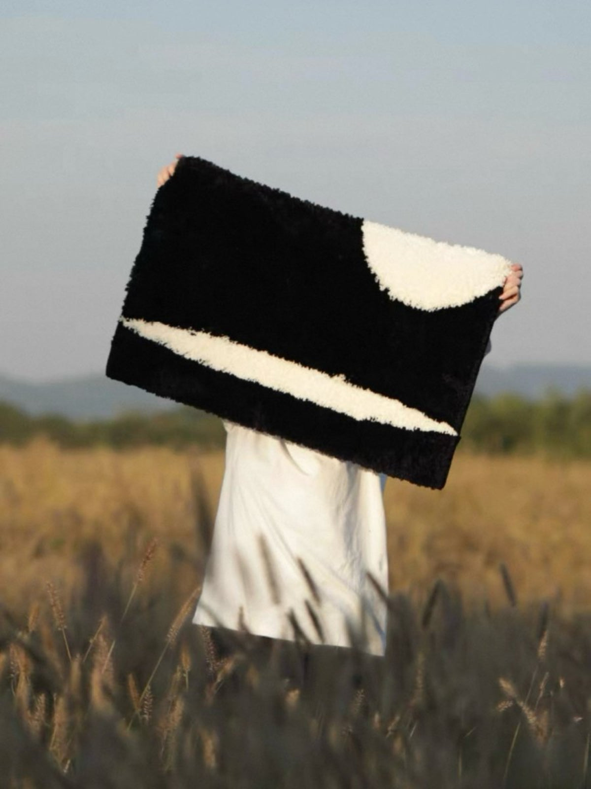 Ultra Soft Contemporary Abstract Bath Rug, Absorbent, Anti - slippery Mat - Contemporary Abstract Bath Rug - Black & White - INSPECIAL HOME