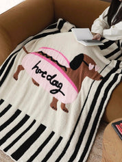Ultra Soft Funky Cute Hot Dog Stripe Throw Blanket - Warm Thick Animal Print - Hot Dog Blanket - INSPECIAL HOME