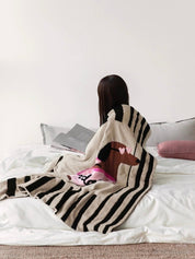 Ultra Soft Funky Cute Hot Dog Stripe Throw Blanket - Warm Thick Animal Print - Hot Dog Blanket - INSPECIAL HOME