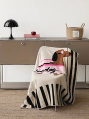 Ultra Soft Funky Cute Hot Dog Stripe Throw Blanket - Warm Thick Animal Print - Hot Dog Blanket - INSPECIAL HOME
