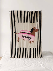 Ultra Soft Funky Cute Hot Dog Stripe Throw Blanket - Warm Thick Animal Print - Hot Dog Blanket - INSPECIAL HOME