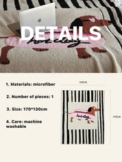 Ultra Soft Funky Cute Hot Dog Stripe Throw Blanket - Warm Thick Animal Print - Hot Dog Blanket - INSPECIAL HOME