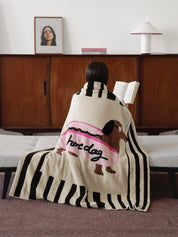 Ultra Soft Funky Cute Hot Dog Stripe Throw Blanket - Warm Thick Animal Print - Hot Dog Blanket - INSPECIAL HOME