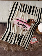 Ultra Soft Funky Cute Hot Dog Stripe Throw Blanket - Warm Thick Animal Print - Hot Dog Blanket - INSPECIAL HOME