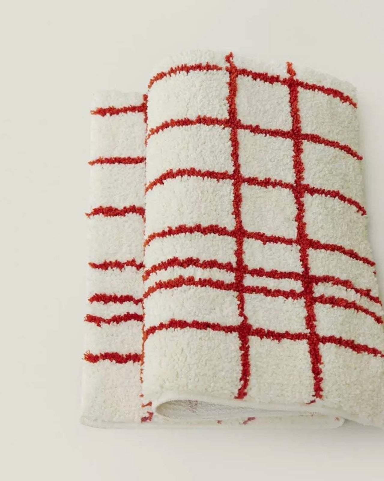 Ultra Soft Minimalist Nordic Stripe Bath Rug, Absorbent, Anti - slippery Mat - Nordic Minimalist Sketch Stripe Bath Rug - Red - INSPECIAL HOME