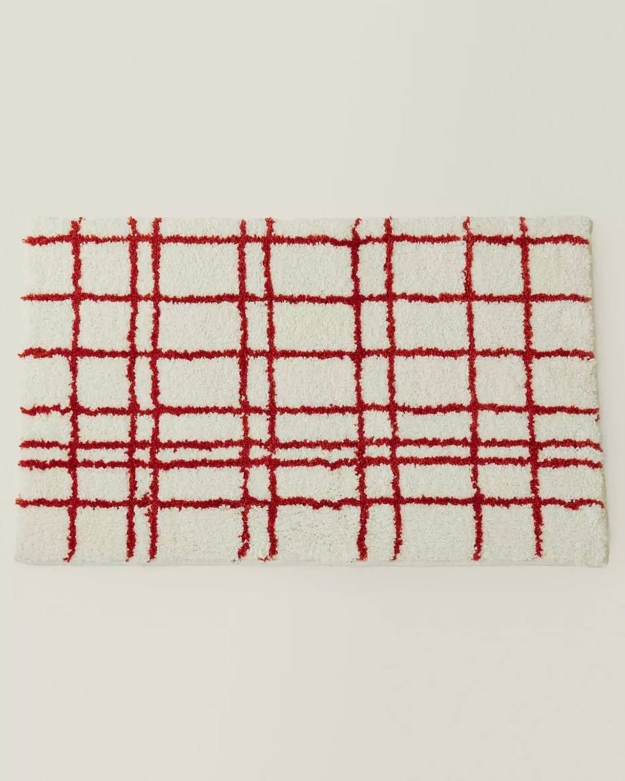 Ultra Soft Minimalist Nordic Stripe Bath Rug, Absorbent, Anti - slippery Mat - Nordic Minimalist Sketch Stripe Bath Rug - Red - INSPECIAL HOME