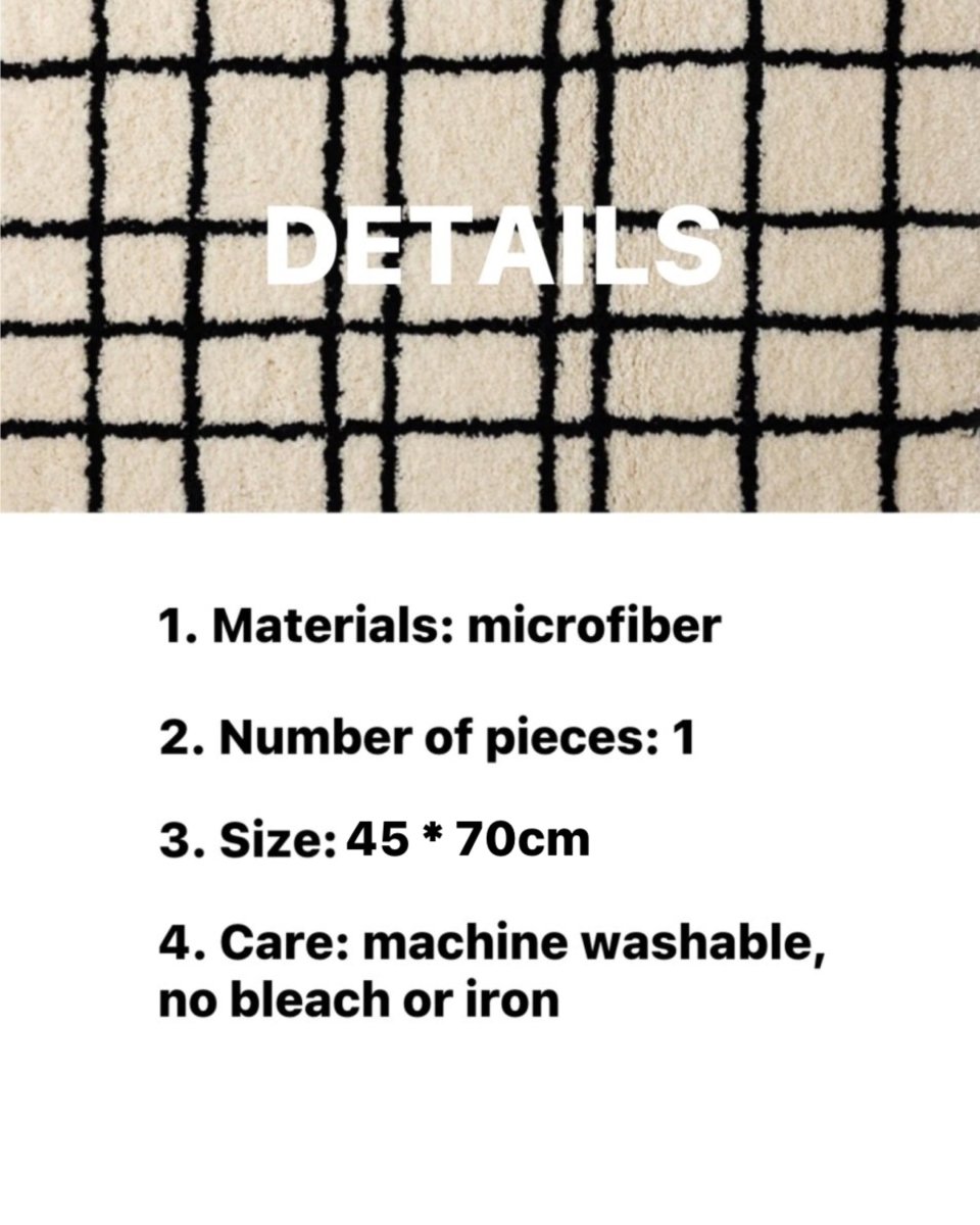 Ultra Soft Minimalist Nordic Stripe Bath Rug, Absorbent, Anti - slippery Mat - Nordic Minimalist Sketch Stripe Bath Rug - Black - INSPECIAL HOME