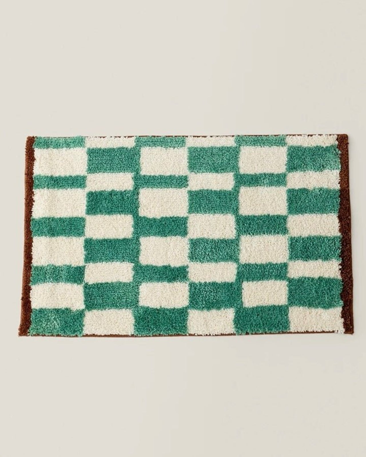 Ultra Soft Retro Checker Bath Rug, Absorbent, Anti - slippery Mat - SOFT RETRO CHECKER BATH RUG - GREEN - INSPECIAL HOME