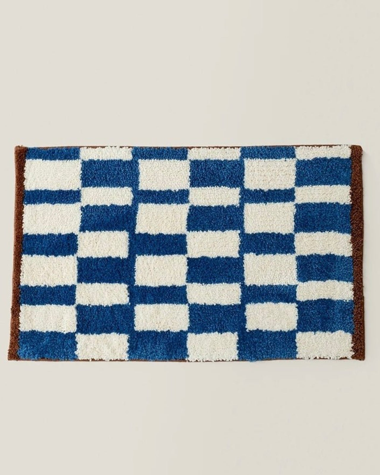 Ultra Soft Retro Checker Bath Rug, Absorbent, Anti - slippery Mat - SOFT RETRO CHECKER BATH RUG - Blue - INSPECIAL HOME