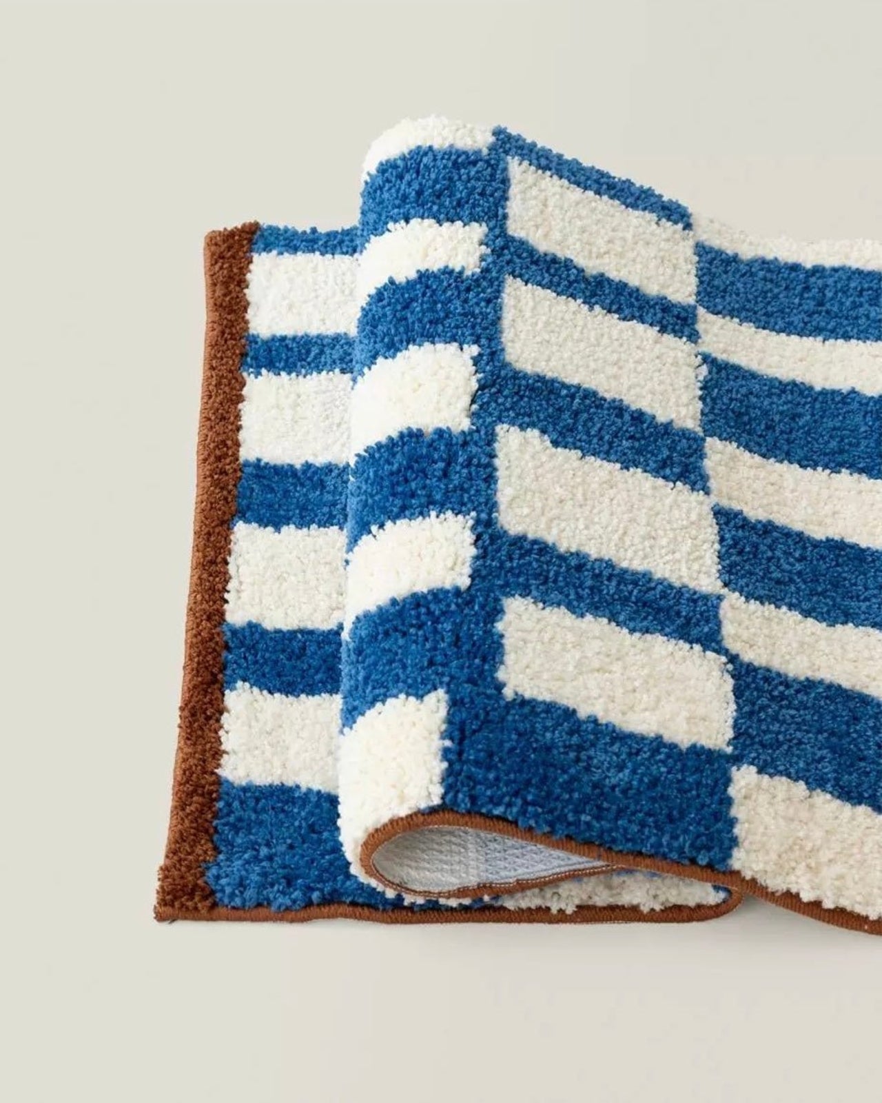 Ultra Soft Retro Checker Bath Rug, Absorbent, Anti - slippery Mat - SOFT RETRO CHECKER BATH RUG - Blue - INSPECIAL HOME